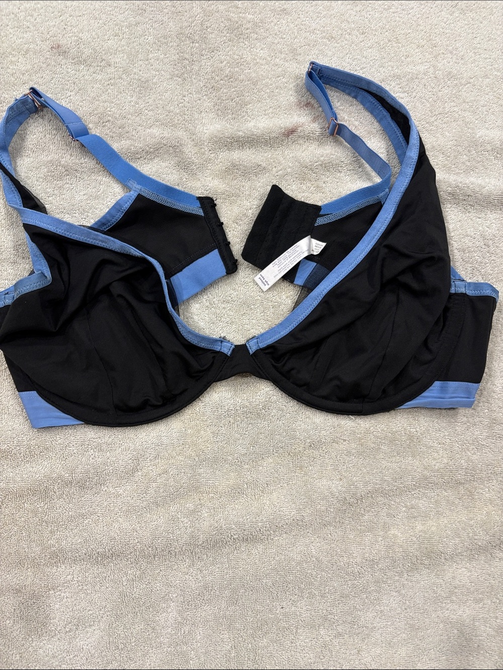 Cacique Black Bra with Blue Contrast Trim